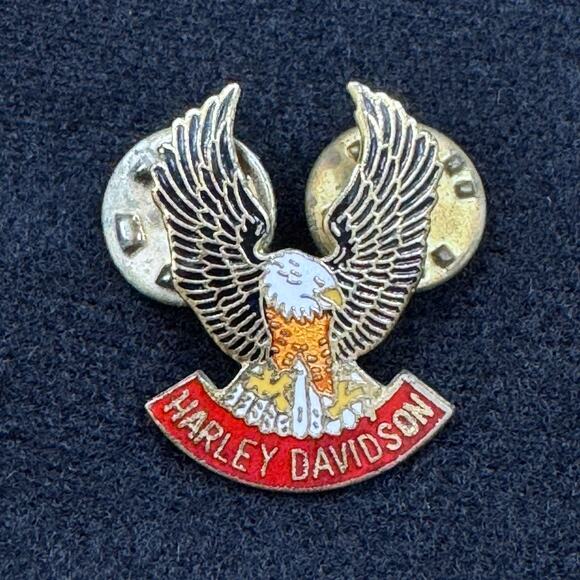 Harley Davidson Motorcycles Eagle Wings Gold Tone Hat Lapel Pin - Picture 1 of 5